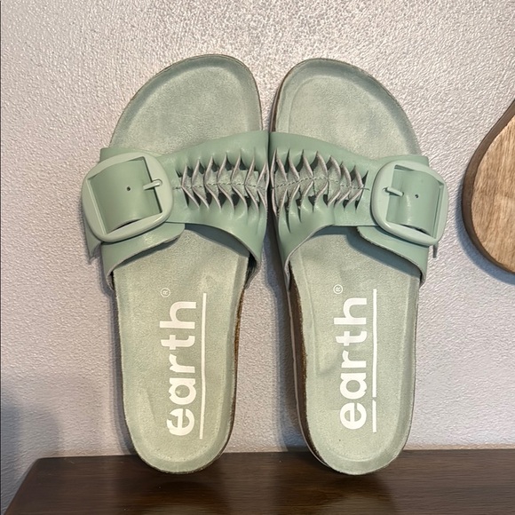 Earth Shoes - Earth Turquiose Slide Sandals with Big Buckle